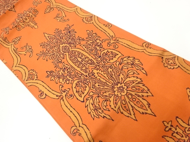 草花模様織出し袋帯